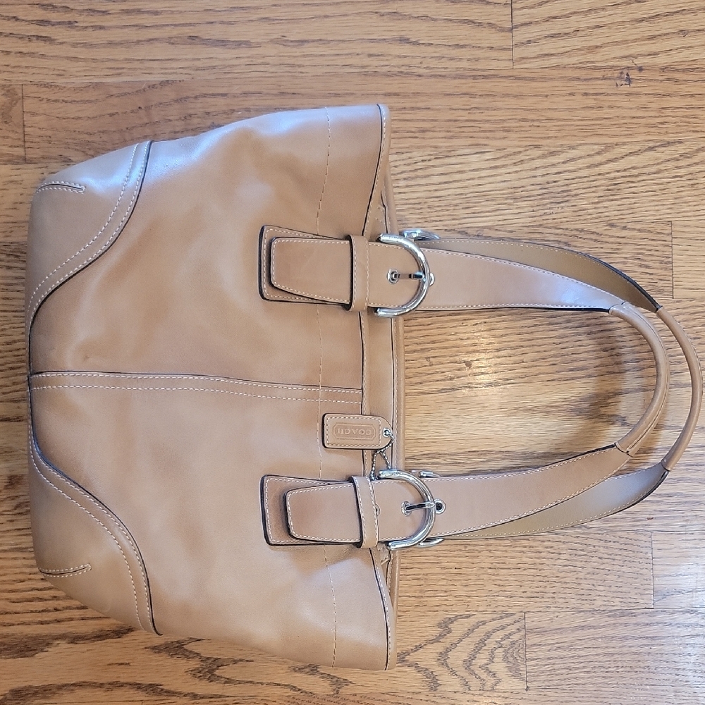 Coach Beige Leather Tote Bag